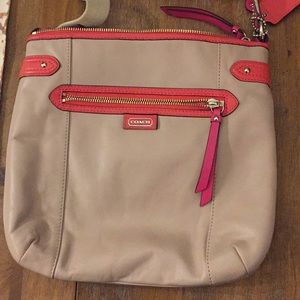 Color block Leather Coach Crossbody Bag